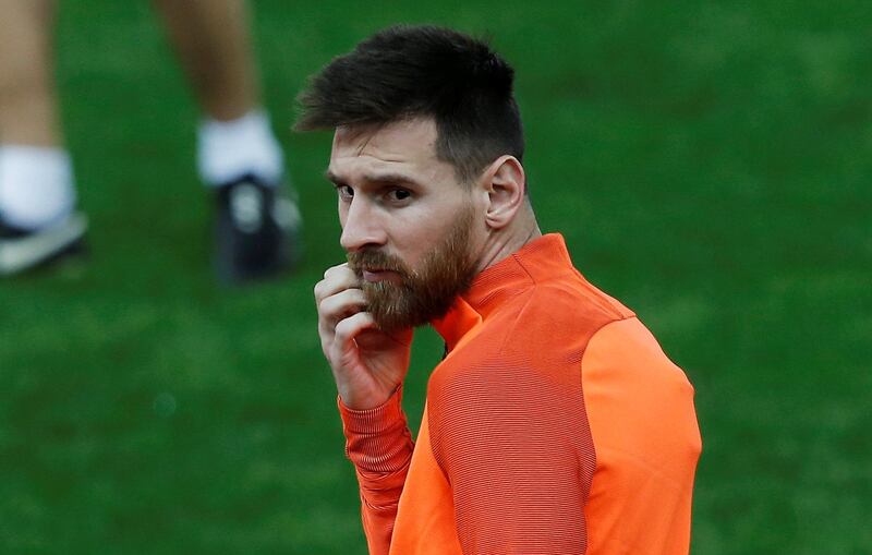 Lionel Messi during the training session. Costas Baltas / Reuters