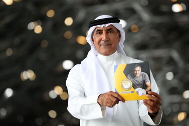 Mohammed Khalfan Al Romaithi with his “Making Football Fair” manifesto at Louvre Abu Dhabi. Getty Images
