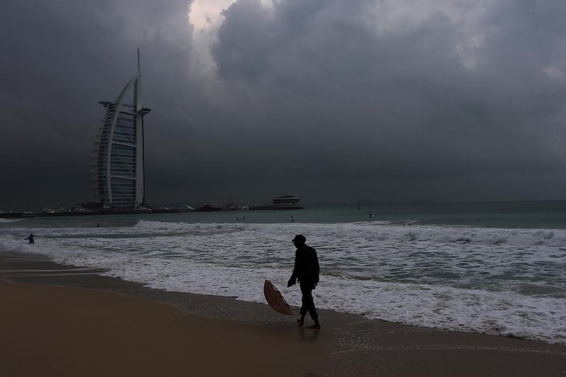 A grey day on Jumeirah beach in Dubai. Satish Kumar / The National