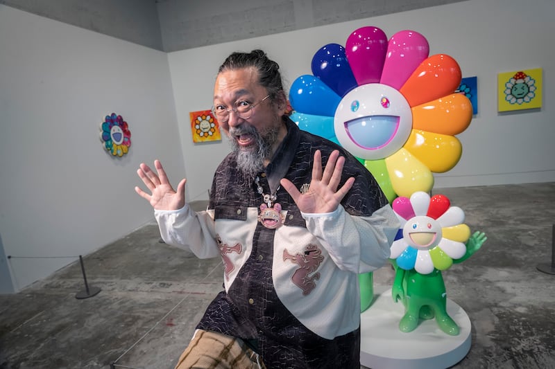 Japanese artist Takashi Murakami was in Dubai for the opening of Perrotin's first gallery in the Middle East. All Photos: Antonie Robertson / The National; 2022 TM/KK Co, Ltd; all rights reserved