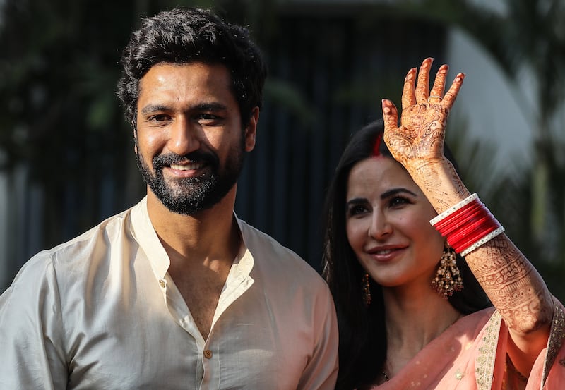 Vicky Kaushal and Katrina Kaif married at a Rajasthan fort resort in December 2021. EPA