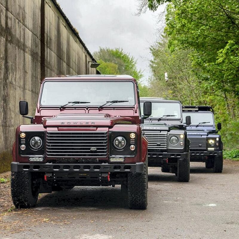 A trio of Bowler-modified Land Rover Defenders. JLR