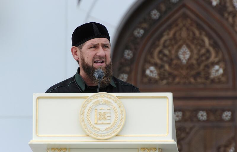 Mr. Kadyrov delivers a speech during the inauguration ceremony.