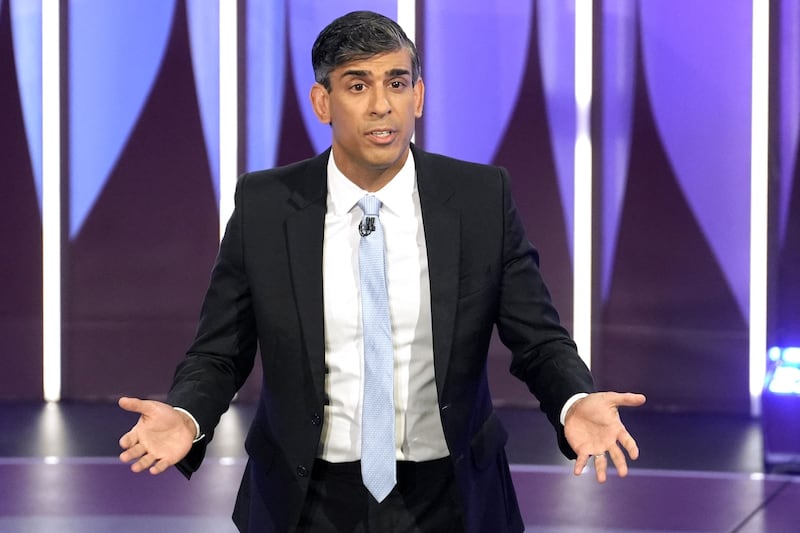 British Prime Minister Rishi Sunak during a four-party leadership BBC Question Time Election Special in York, northern England, on June 20. AFP