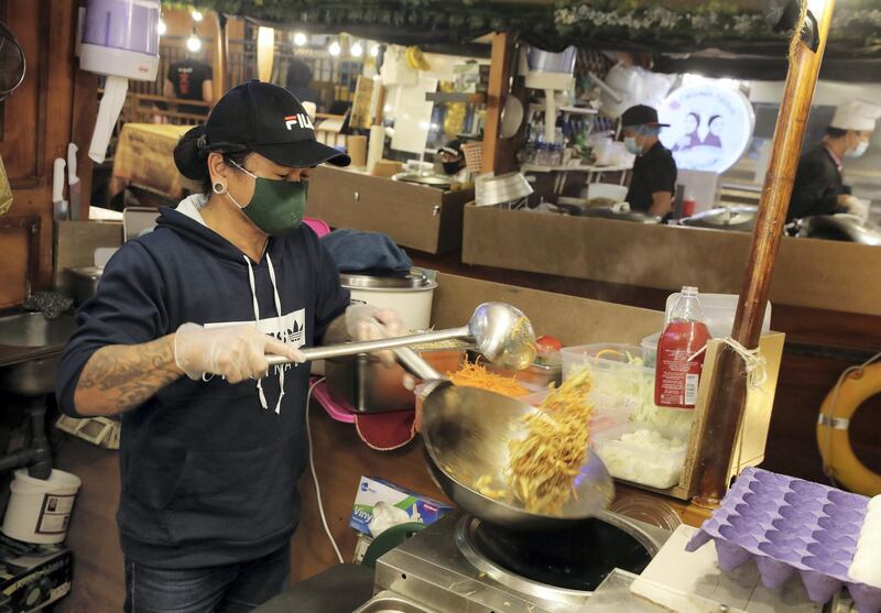 Dubai, United Arab Emirates - Reporter: Janice Rodrigues. Lifestyle. Food. Mala Noodles by Zaab Zaab on the Floating Market. Food vendors from all over the world at Gobal Village. Dubai. Sunday, January 17th, 2021. Chris Whiteoak / The National