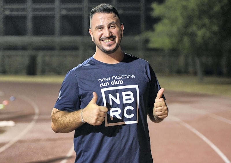 Abu Dhabi Running Team-AD Imad Al Shaar, 33, originally Syrian part of the Abu Dhabi Running Team at Zayed Sports complex in Abu Dhabi on June 2, 2021. Khushnum Bhandari / The National 
Reporter: Haneen Dajani News