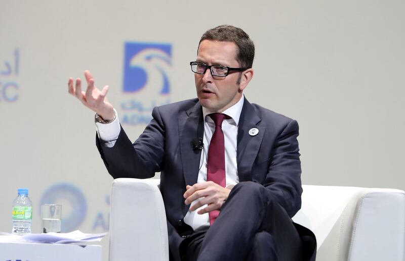 ABU DHABI , UNITED ARAB EMIRATES , November 13  ��� 2018 :- Mario Mehren , CEO , Wintershall speaking at the ADIPEC held at ADNEC in Abu Dhabi. ( Pawan Singh / The National ) For Business. Story by Jennifer  