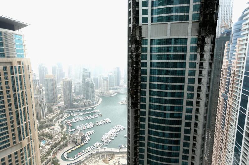 Damage to the Torch Tower. Warren Little / Getty Images