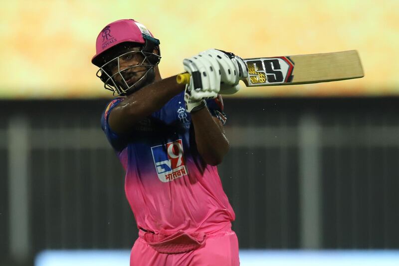 Sanju Samson of Rajasthan Royals reacts after his dismissal during match 4 of season 13 of the Dream 11 Indian Premier League (IPL) between Rajasthan Royals and Chennai Super Kings held at the Sharjah Cricket Stadium, Sharjah in the United Arab Emirates on the 22nd September 2020.
Photo by: Deepak Malik  / Sportzpics for BCCI