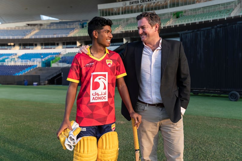 Ethan D’Souza with Matt Boucher, CEO of Abu Dhabi Cricket & Sports Hub. 
