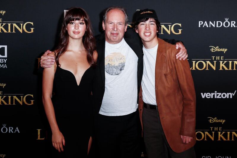 Hans Zimmer  and his children Brigitte and Jake arrive for the world premiere of Disney's 'The Lion King' at the Dolby Theatre on July 9, 2019. EPA