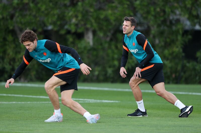 Chelsea defenders Andreas Christensen and Cesar Azpilicueta. 