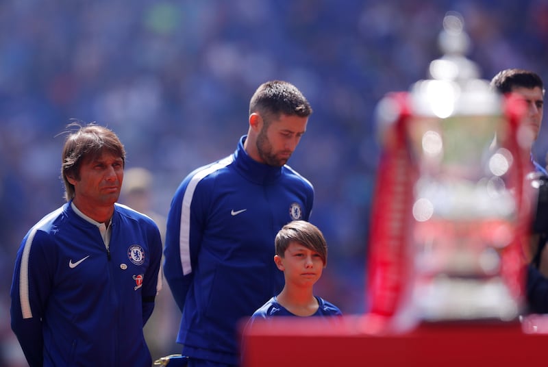 Soccer Football - Chelsea vs Arsenal - FA Community Shield - London, Britain - August 6, 2017   Chelsea's Gary Cahill and manager Antonio Conte before the match    Action Images via Reuters/Andrew Couldridge
