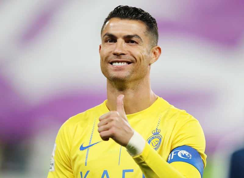 Al Nassr's captain Cristiano Ronaldo before the start of the match.