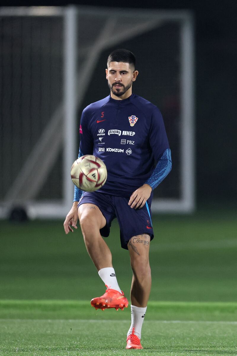 Croatia's defender Borna Barisic takes part in a training session. AFP