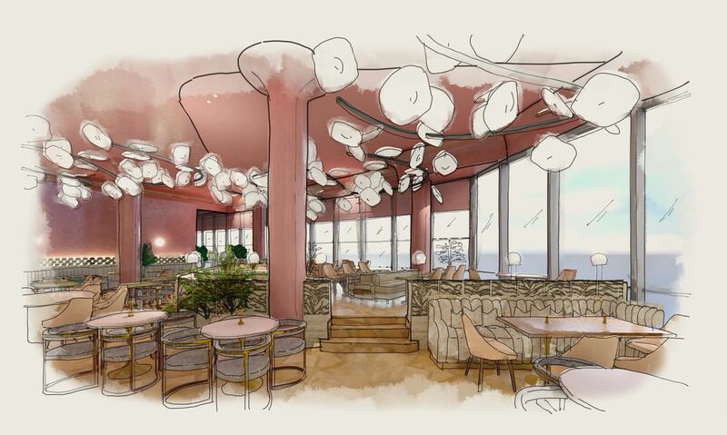 Rendering of Flamingo Room by tashas at The Galleria Al Maryah Island, Abu Dhabi. Photo: Tashas Group