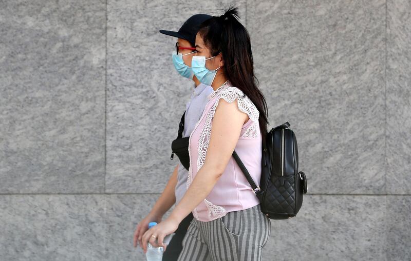 DUBAI, UNITED ARAB EMIRATES , June 29 – 2020 :- People wearing protective face mask as a preventive measure against the spread of coronavirus in Al Barsha in Dubai. (Pawan Singh / The National) For News/Stock