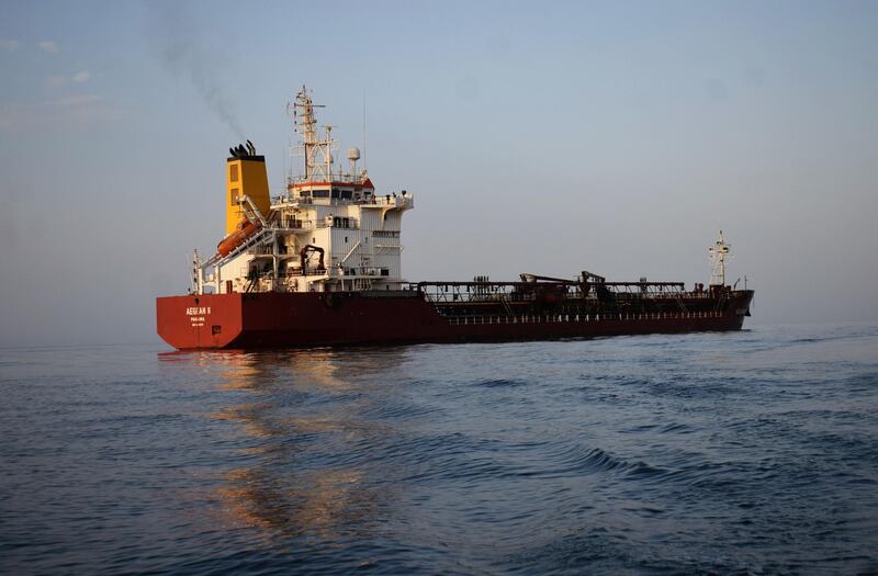 A Panama-flagged Aegean II ship is seen in the Gulf of Aden near Bereeda, in the semi-autonomous northern region of Puntland, Somalia August 20, 2020. Picture taken August 20, 2020. REUTERS/Stringer NO RESALES. NO ARCHIVES