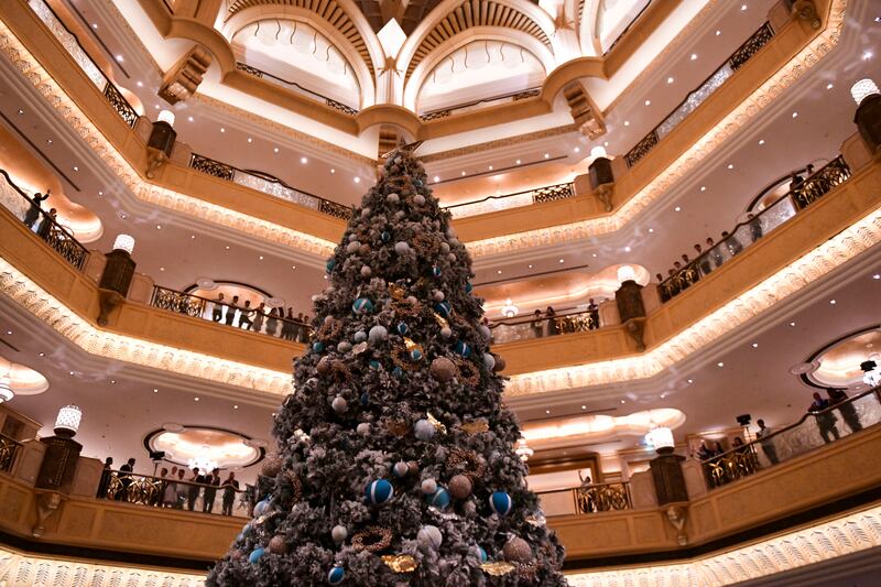 The Christmas tree at Emirates Palace, Abu Dhabi. Khushnum Bhandari / The National