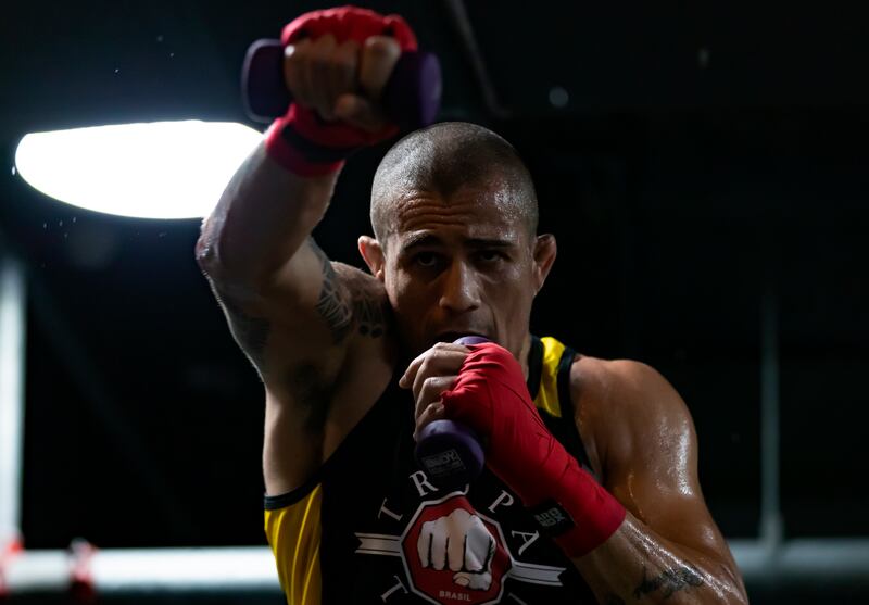 Bruno Machado training ahead of his exhibition fight against UFC great Anderson Silva on the Burj Al Arab.