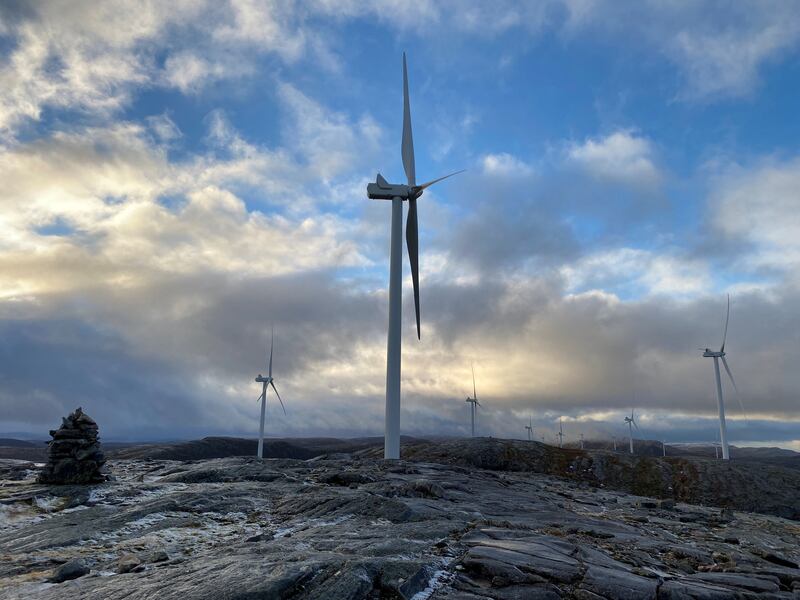 The Roan onshore wind farm in Norway's Fosen region. European carbon prices leapt 67 per cent in the first half of this year and reached a record of €88.88 on December 8. Photo: Reuters