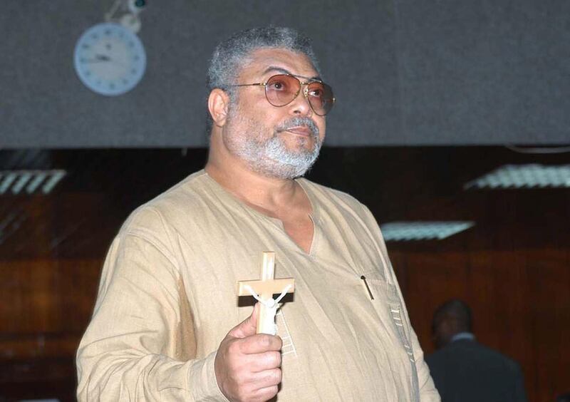 epa08815997 (FILE) - Former President of Ghana, Jerry John Rawlings swearing an oath before the proceedings of the reconciliation commission in Accra, Ghana, 12 February 2004 (reissued 12 November 2020). According to media reports, Jerry Rawlings has died aged 73 on 12 November 2020.  EPA/WILLIAM SAKYI-OFFEI *** Local Caption *** 00134066