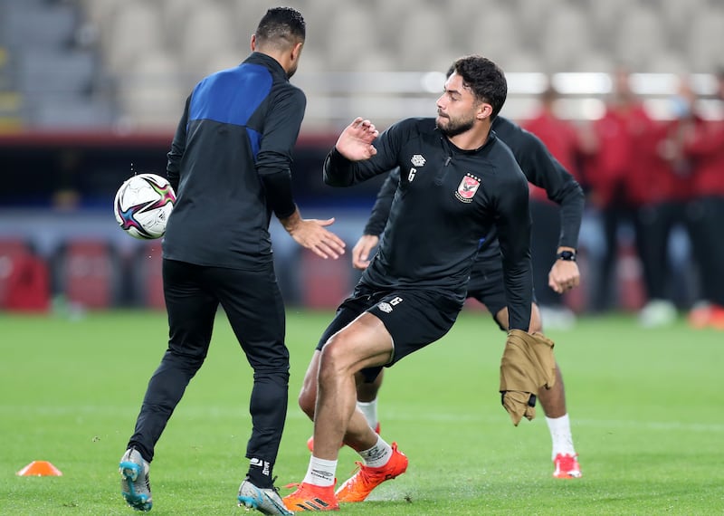 Al Ahly's Yasser Ibrahim during training ahead of the game against Monterrey in the Fifa Club World Cup UAE 2021 at Al Nahyan Stadium in Abu Dhabi. 