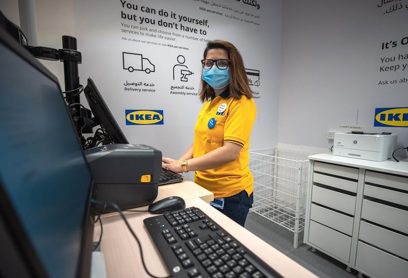 Abu Dhabi, United Arab Emirates, November 8, 2020.   A first look at the IKEA store at Al Wahda Mall before the opening on Tuesday, November 10.  IKEA store staff and carpenters get the store set up for the store opening on Tuesday.Victor Besa/The NationalSection:  LFReporter:  Farah Andrews