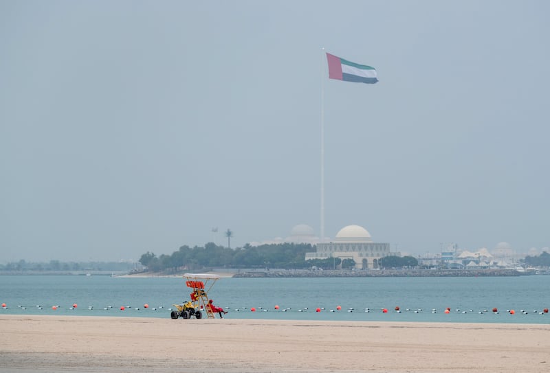 The Corniche in Abu Dhabi on a cool and gloomy morning. Victor Besa / The National