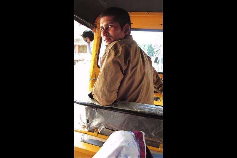 A screenshot from C. Christine Fair’s video on how she sang Hindi songs to an Indian driver in Hyderabad, India 
