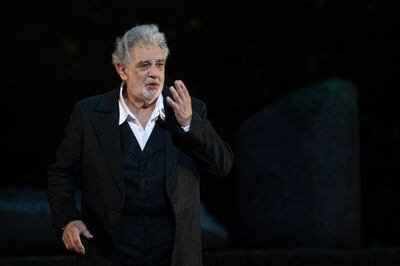 (FILES) In this file photo taken on July 5, 2019 Spanish opera singer Placido Domingo performing during the dress rehearsal of "Spanish Night" at the 150th Choregie in Orange. Domingo tested positive for the coronavirus COVID-19 on March 22, 2020. Spain moved to extend a state of emergency until April 11 to try to curb the spread of coronavirus after the country recorded 394 new deaths from the disease. / AFP / Christophe SIMON
