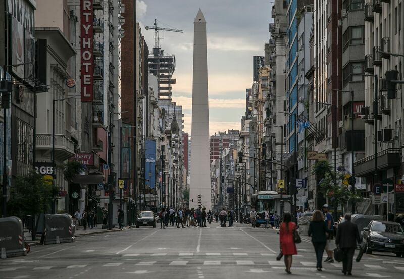 View of the Obelisk as Corrientes Avenue remains without traffic due to security measures ahead of the summit. AFP