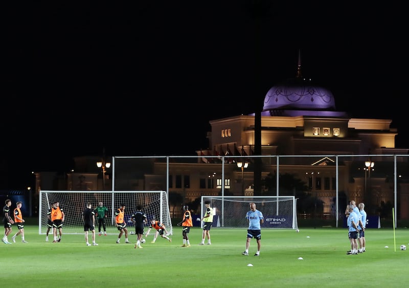 Manchester City train at Emirates Palace in Abu Dhabi.