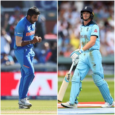 India bowler Jasprit Bumrah and England batsman Jos Buttler. Getty Images