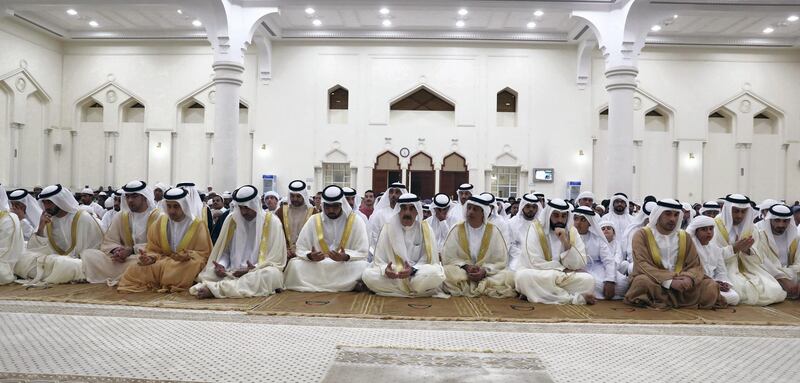 Saud Al - Mualla performs Eid Al - Adha prayer at Sheikh Zayed Mosque in Umm Al Quwain. WAM