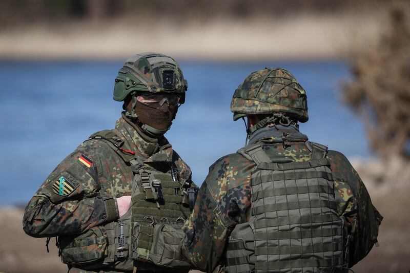 German soldiers take part in a military exercise in Hohengoehren, near Tangermunde, eastern Germany, last month. AFP