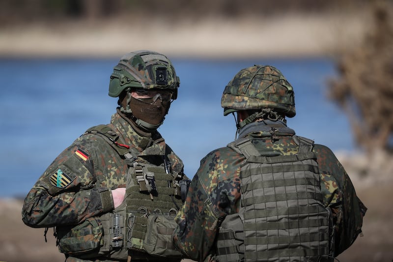 German soldiers take part in a military exercise in Hohengoehren, near Tangermunde, eastern Germany, last month. AFP