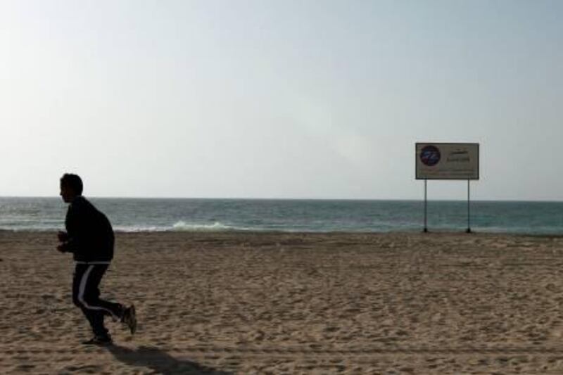 Sharjah, 23rd May 2011.  The beach just along Al Muntazah road popularly known Corniche road, the site where a kid was drown due to strong water current.  (Jeffrey E Biteng / The National)