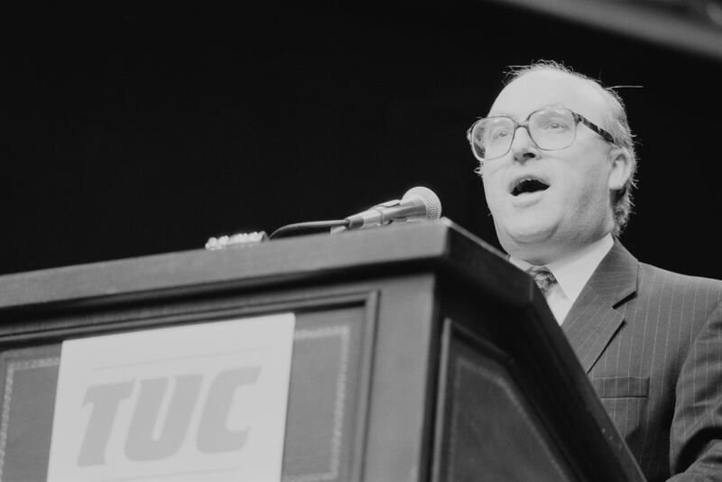 Leader John Smith addresses a miners' rally in Hyde Park, London, in 1992