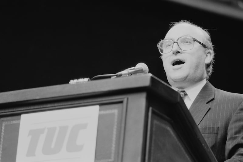 Leader John Smith addresses a miners' rally in Hyde Park, London, in 1992