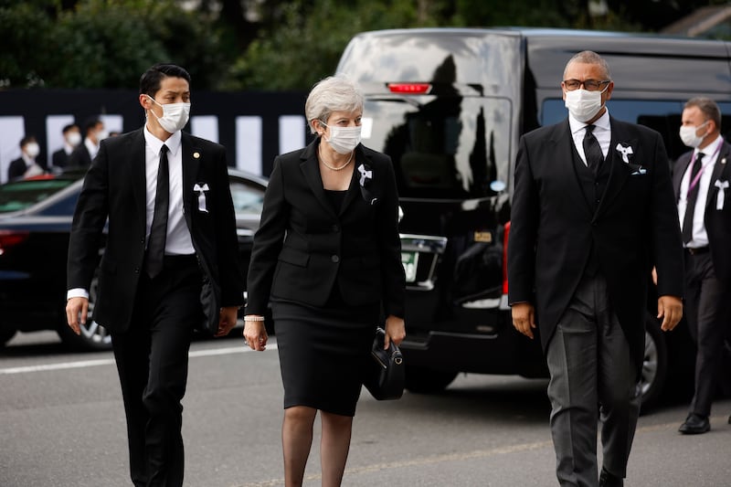 Britain's former prime minister Theresa May arrives for the funeral. Getty Images