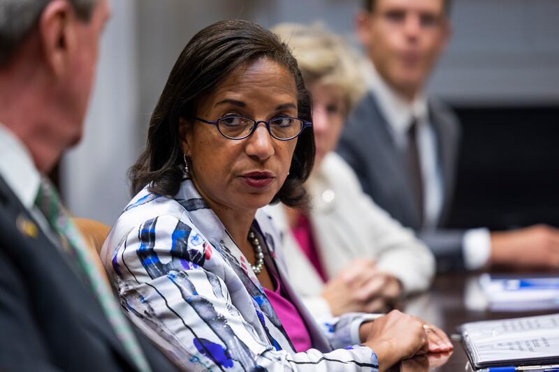 Former UN ambassador Susan Rice is banned. EPA