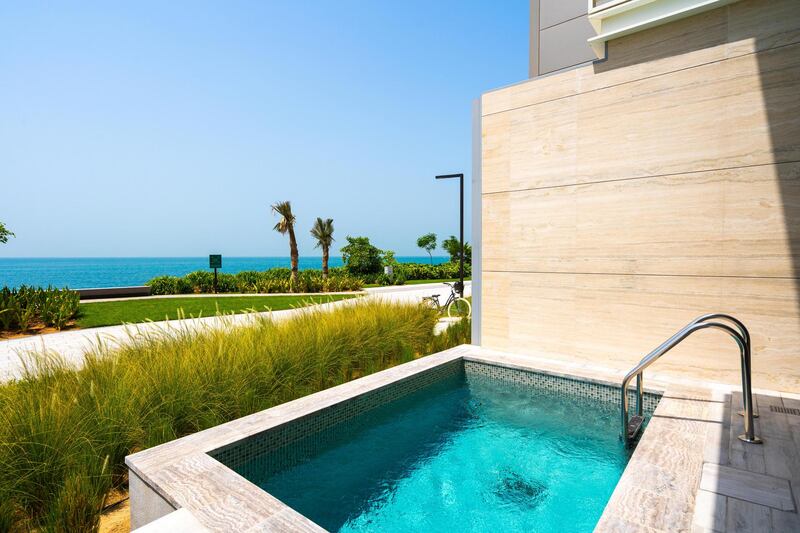 The plunge pool is a stone's throw from the sea.