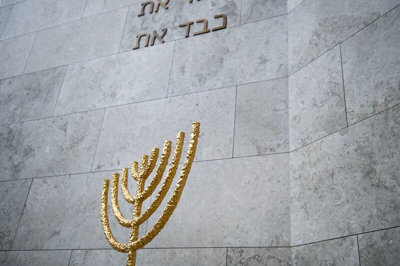 The interior for Moses ben Maimon Synagogue at the Abrahamic Family House on Al Saadiyat Island, Abu Dhabi. Khushnum Bhandari / The National 