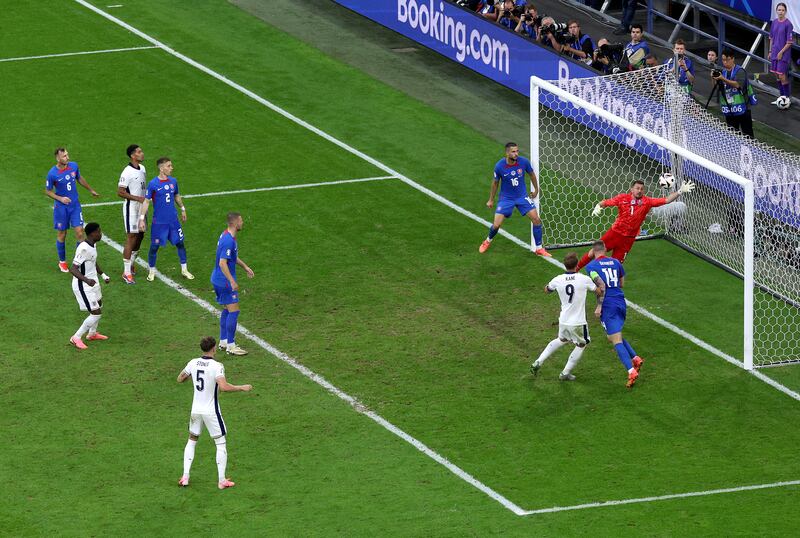 England's Harry Kane of England scores his team's second goal. Getty Images