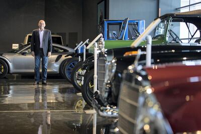 Dubai, United Arab Emirates, November 20, 2017:    Mazin Al Khatib, CEO of Nostalgia Classic Cars at Alserkal Avenue in the Al Quoz area of Dubai on November 20, 2017. Christopher Pike / The National

Reporter: James Langton
Section: News