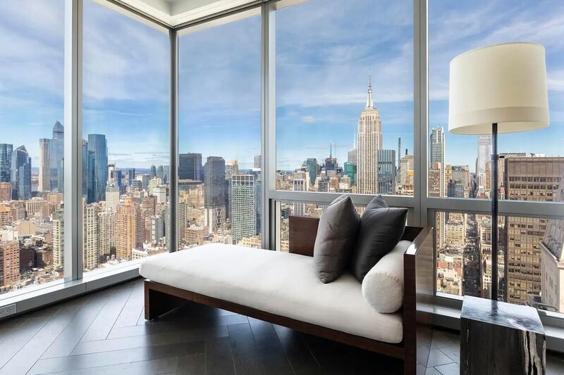 The penthouse has views across Manhattan.