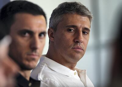 Al Ain, November, 28, 2018: Fifa Legend Hernan Crespo at the press conference at the Hazza Bin Zayed stadium ahead of Fifa Club World Cup in Al Ain. Satish Kumar for the National/ Story by Amit Pasella