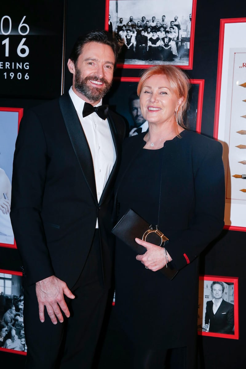 A handout photo of Hugh Jackman, a Montblanc brand ambassador, attended with his wife, Deborra-Lee Furness, ahead of their 20th wedding anniversary (Henri Tullio / Montblanc) *** Local Caption ***  on12ma-montblanc-celeb01.JPG