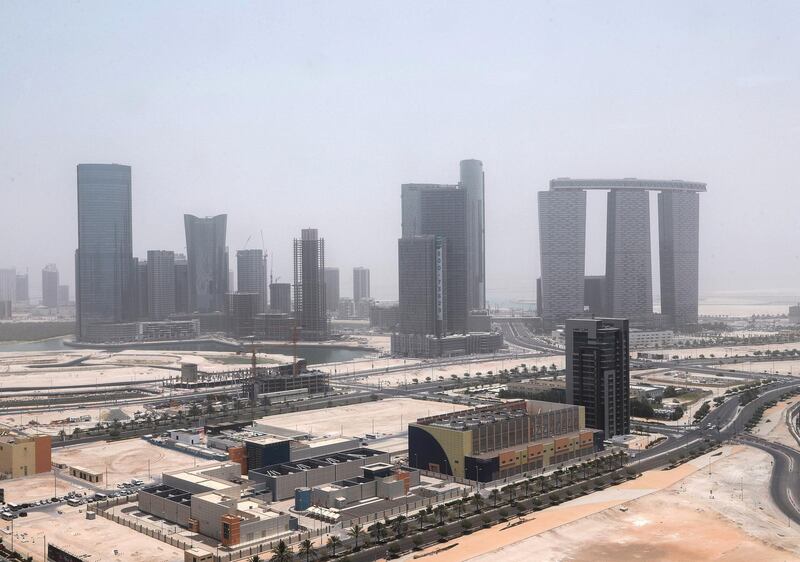 Abu Dhabi, U.A.E., July 5, 2018.
Abu Dhabi hazy weather shot from level 28 of Tamouh Tower, Al Reem Island.
Victor Besa / The National
Section:  NA
For:  weather images for Olive Obina